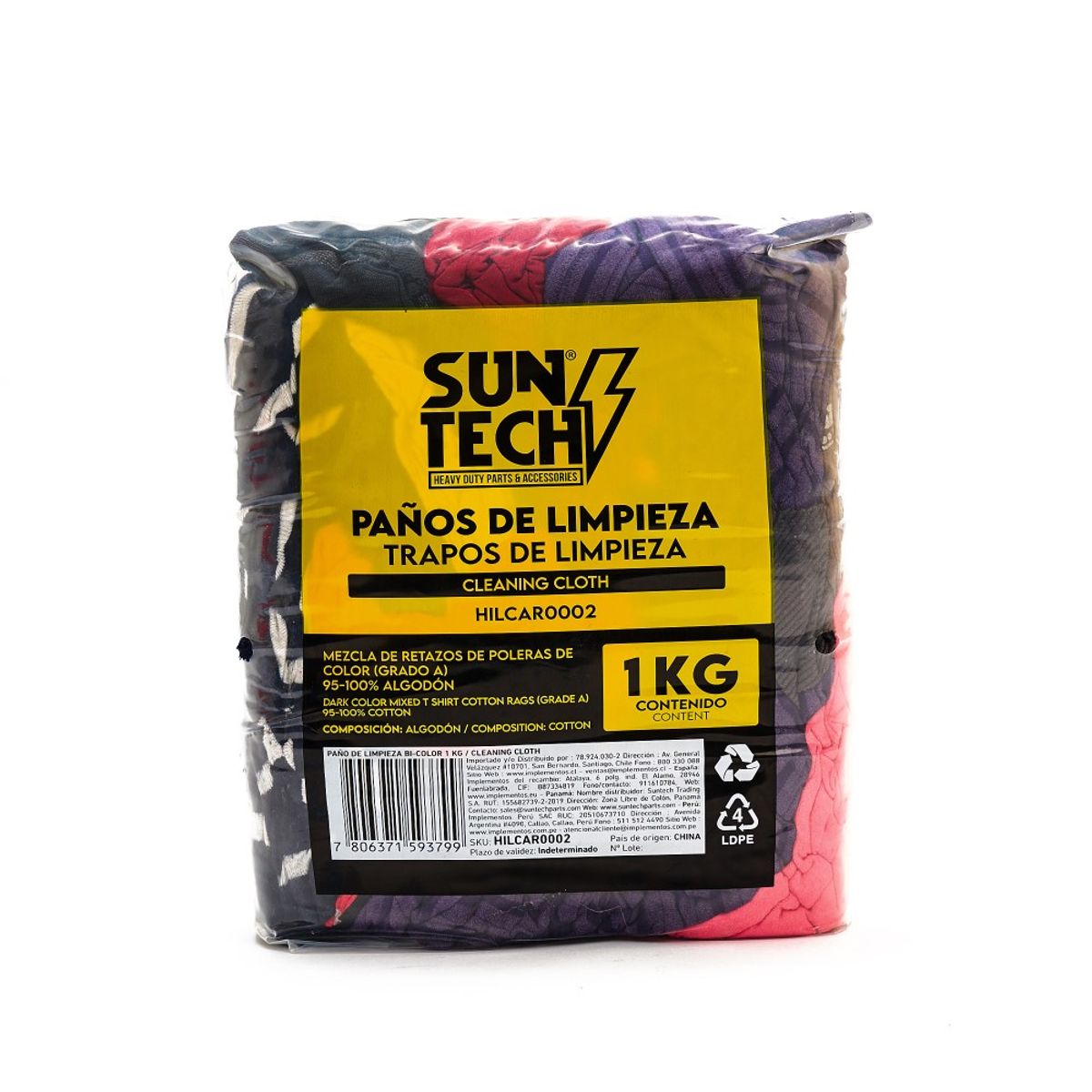 SUNTECH - PAÑO DE LIMPIEZA BI-COLOR 1 KG