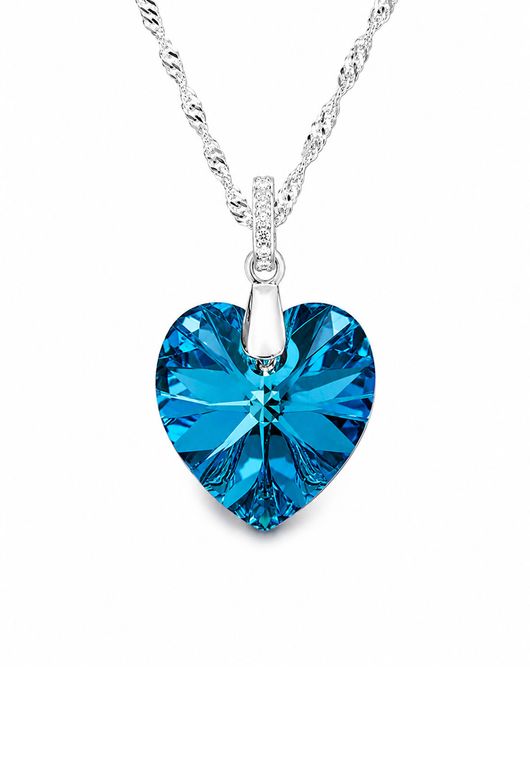 Collar Gran Romance Plata 925 creado con cristales de Swarovski Bermuda Blue Azul TALLA UNICA