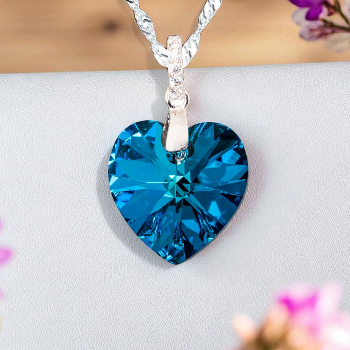 JOYAS MONTERO - Collar Gran Romance Plata 925 creado con cristales de Swarovski® Bermuda Blue