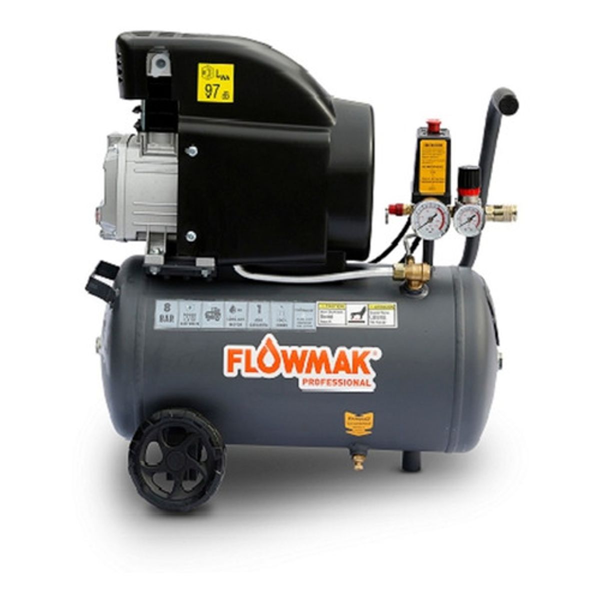 FLOWMAK - Compresor De Aire 50 Litros, 2hp, 8 Bar, 220v