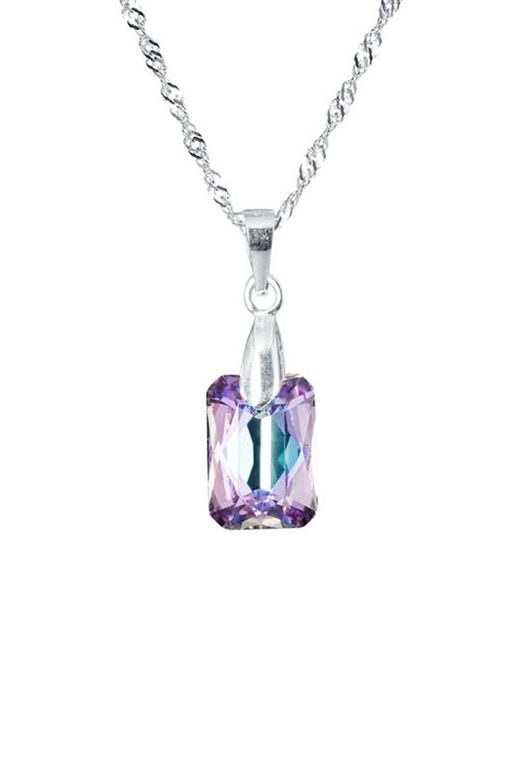 Collar Estefania Plata 925 creado con cristales de Swarovski Vitral Light Morado TALLA UNICA