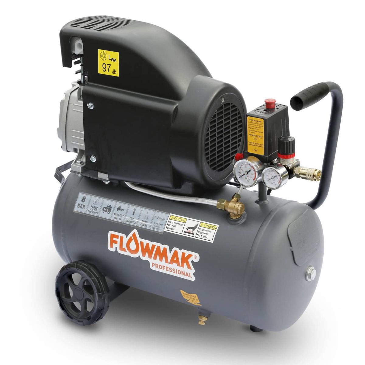 FLOWMAK - Compresor De Aire 24litros 1.5hp 8bar 220v