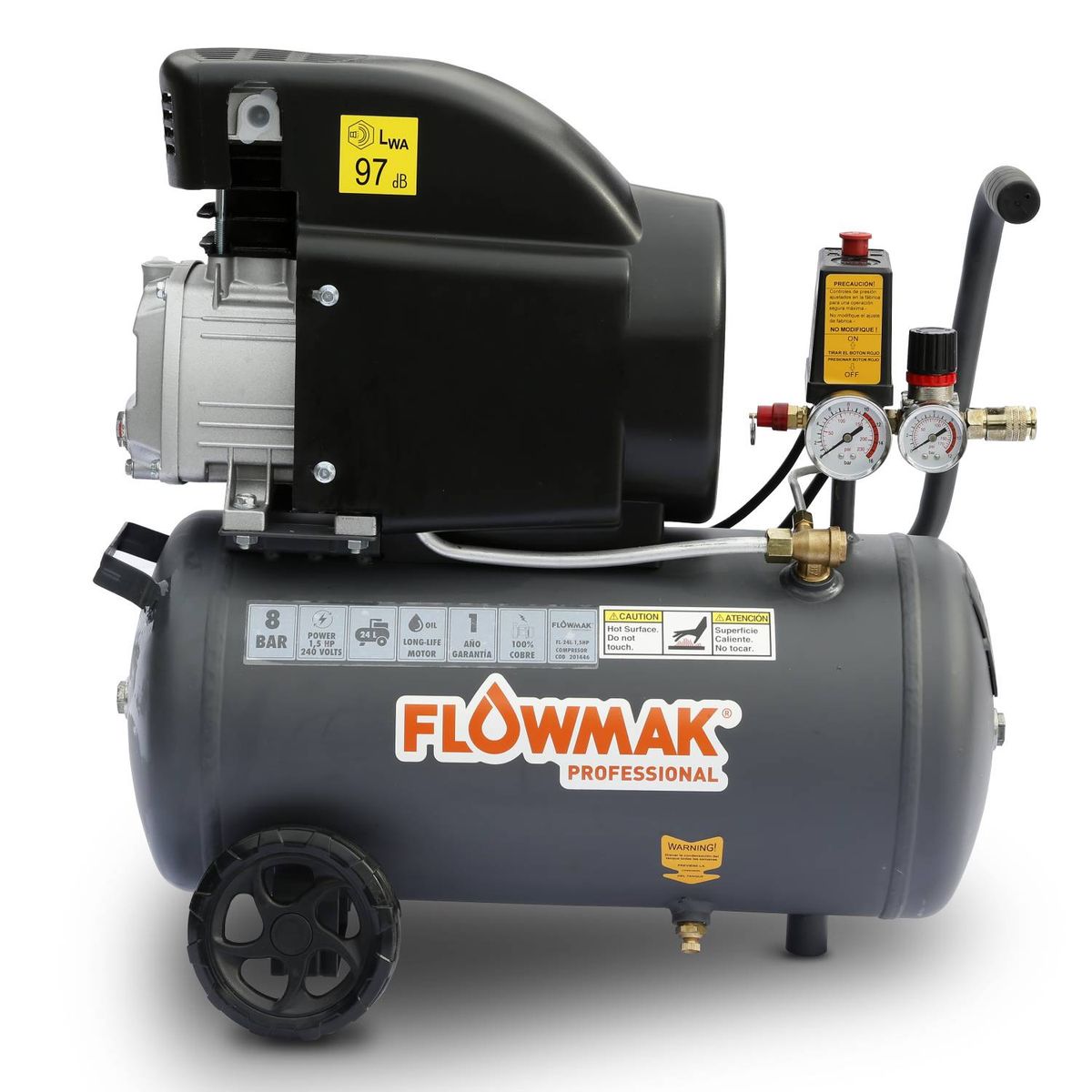 FLOWMAK - Compresor De Aire 24litros 1.5hp 8bar 220v