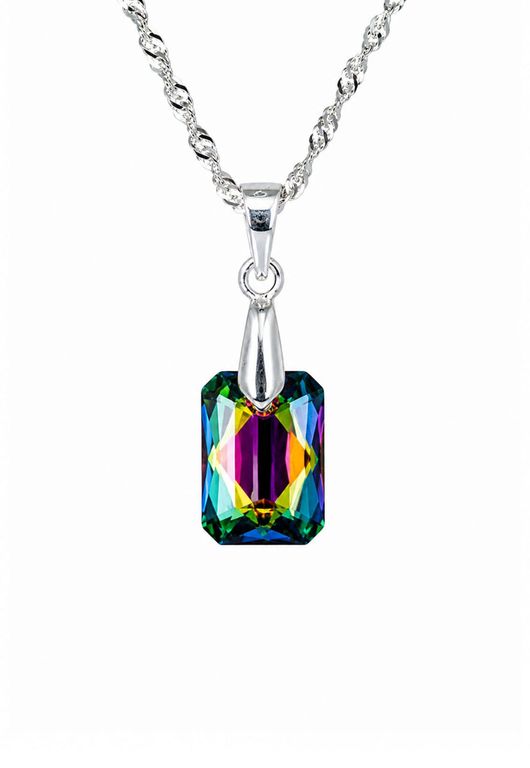 Collar Estefania Plata 925 creado con cristales de Swarovski Vitral Medium Verde TALLA UNICA
