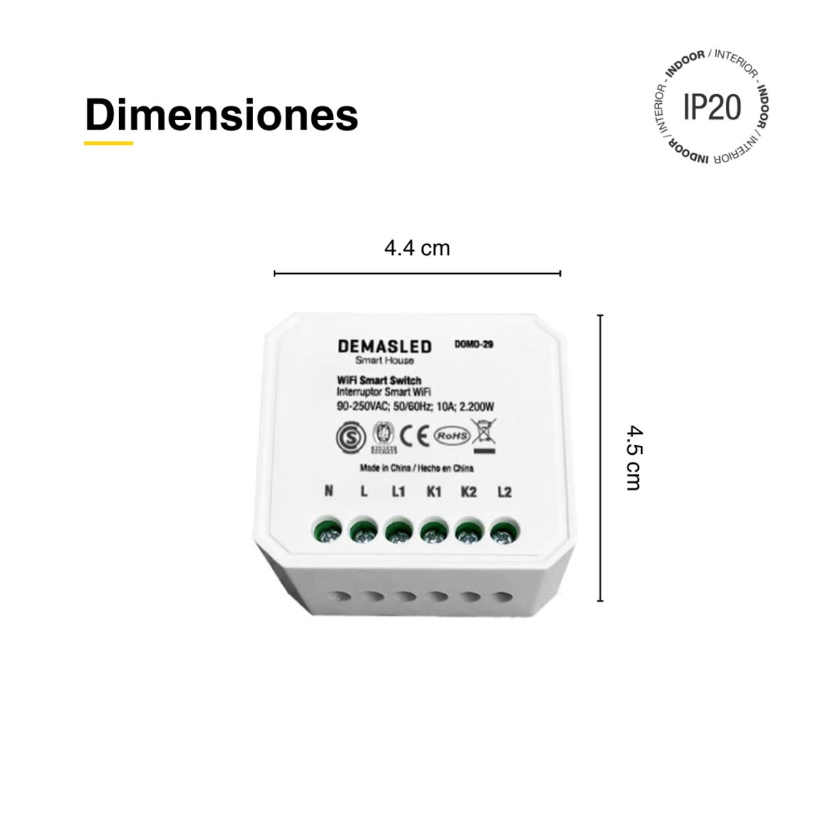 DEMASLED - Interruptor Inteligente Smart Wifi Dimerizable 220v 2200w