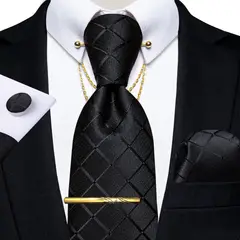 SONEC - Corbata Hombre Pin Cadena Dorado Clip paño y colleras Dif Modelos