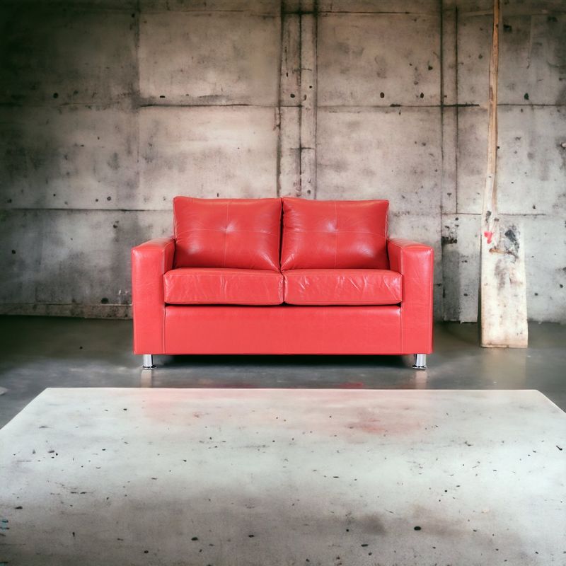 MUEBLES AMERICA - Sofá George 2 Cuerpos Cuero Sintético Rojo