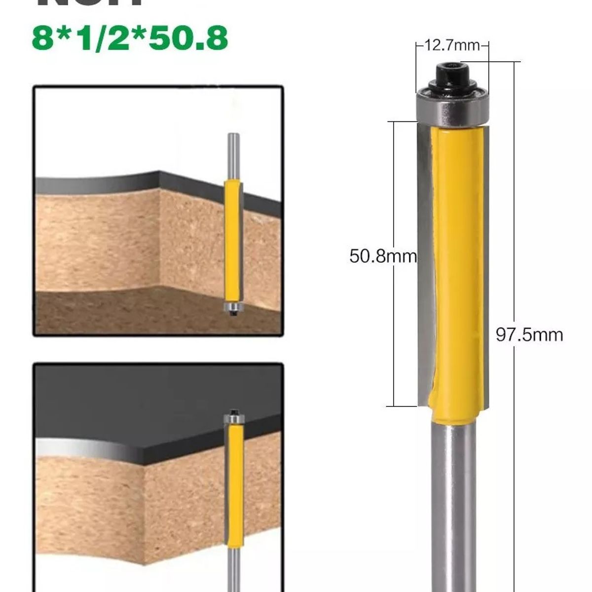 GENERICO - Fresa Madera Copiadora Larga Vástago 8mm 3un Dif Medidas