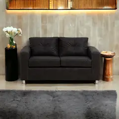 MUEBLES AMERICA - Sofá George 2 Cuerpos Cuero Auris Negro