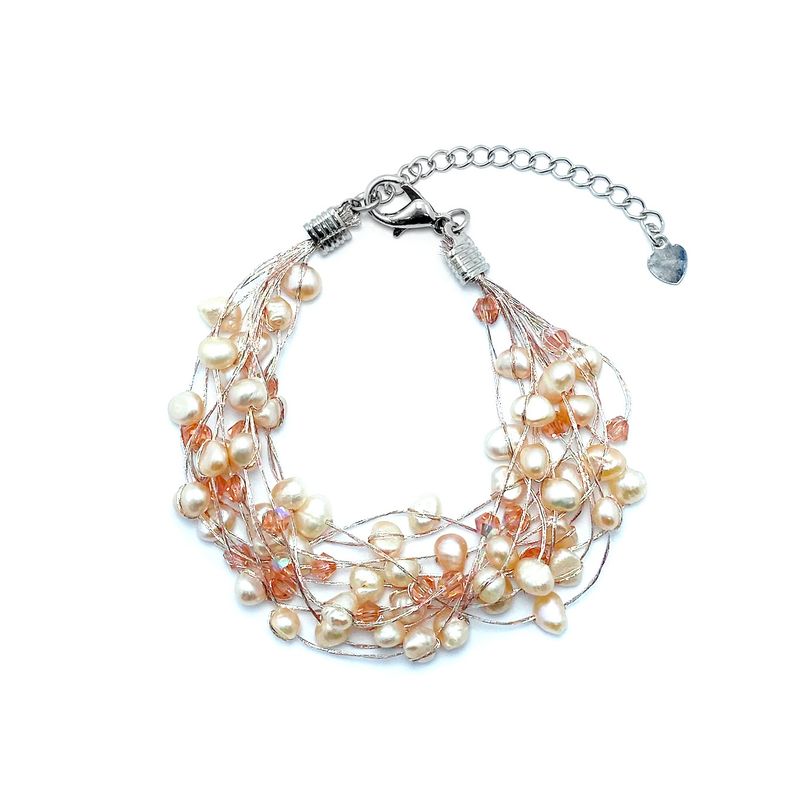 ANDREA COGGIOLA JOYAS - Pulsera Perla Río Cristal Hilo Seda
