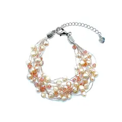 ANDREA COGGIOLA JOYAS - Pulsera Perla Río Cristal Hilo Seda
