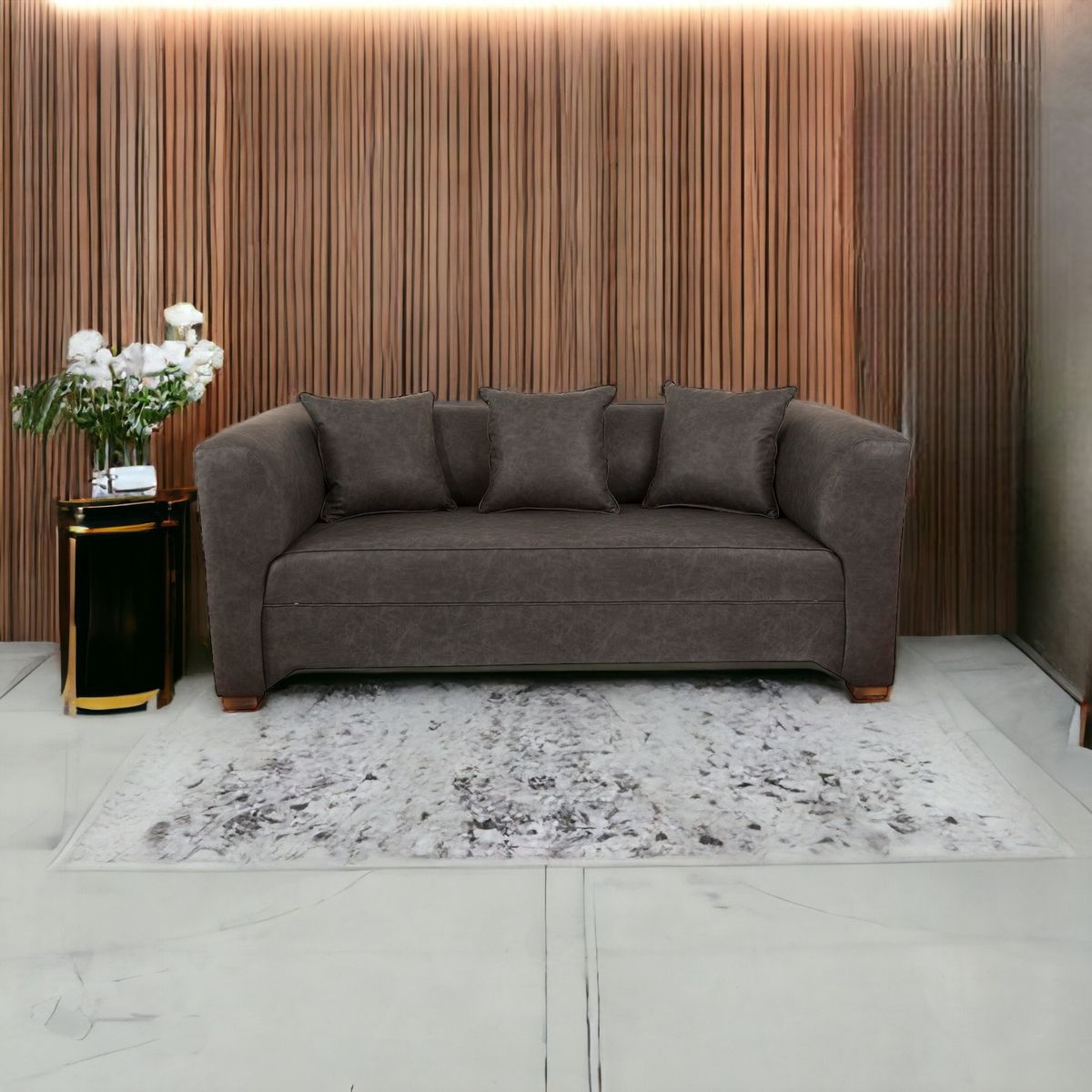 MUEBLES AMERICA - Sofá Metropolitan 3 Cuerpos Cuero Auris Negro