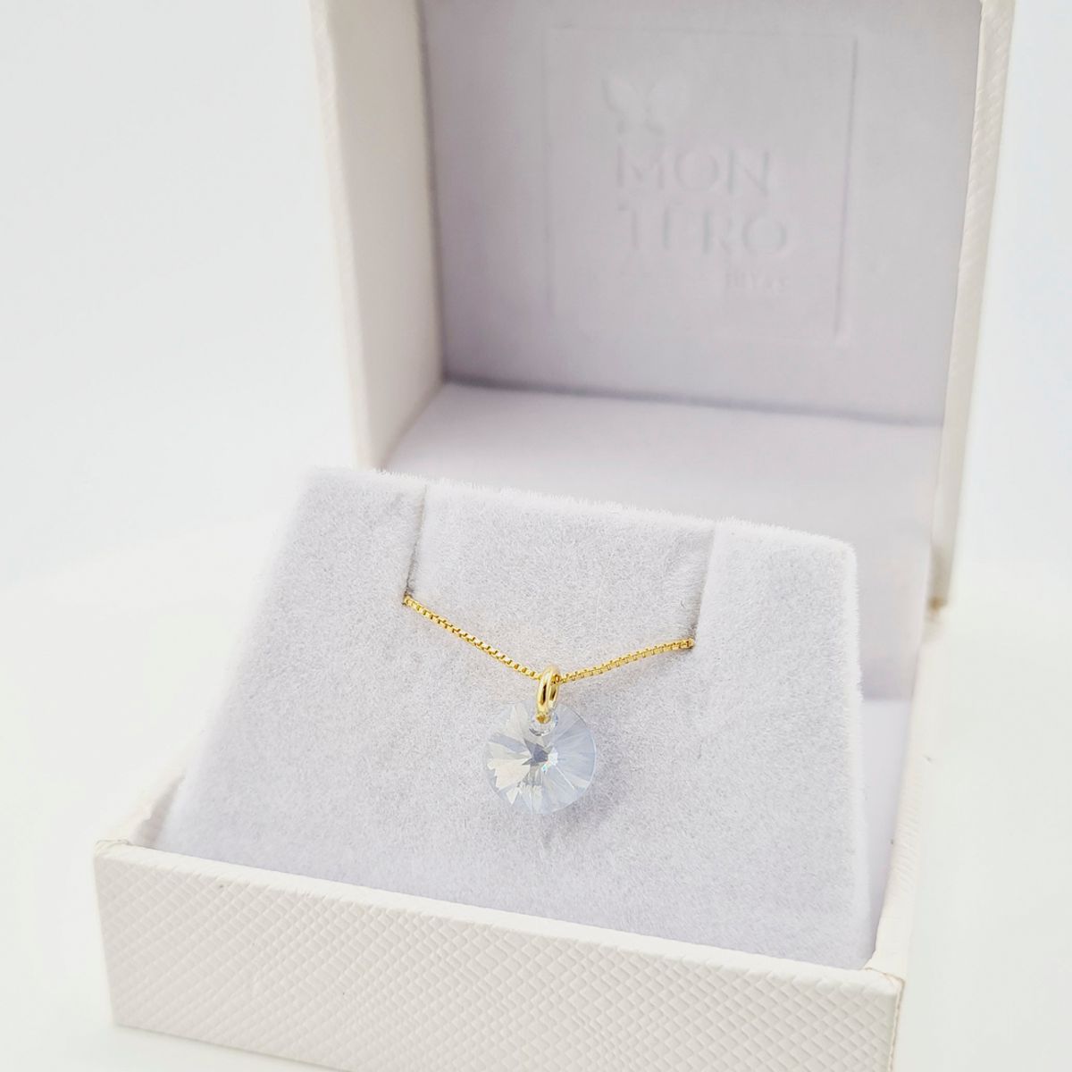 JOYAS MONTERO - Collar Punto de Luz Gold 24K creado con cristales de Swarovski® Blue Shade