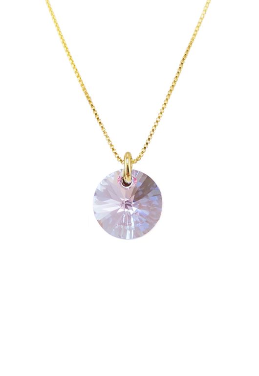 Collar Punto de Luz Gold 24K creado con cristales de Swarovski Light Rose Rosa TALLA UNICA
