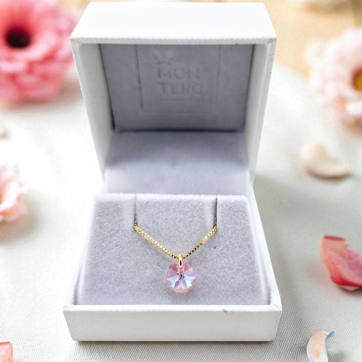 JOYAS MONTERO - Collar Punto de Luz Gold 24K  creado con cristales de Swarovski® Light Rose