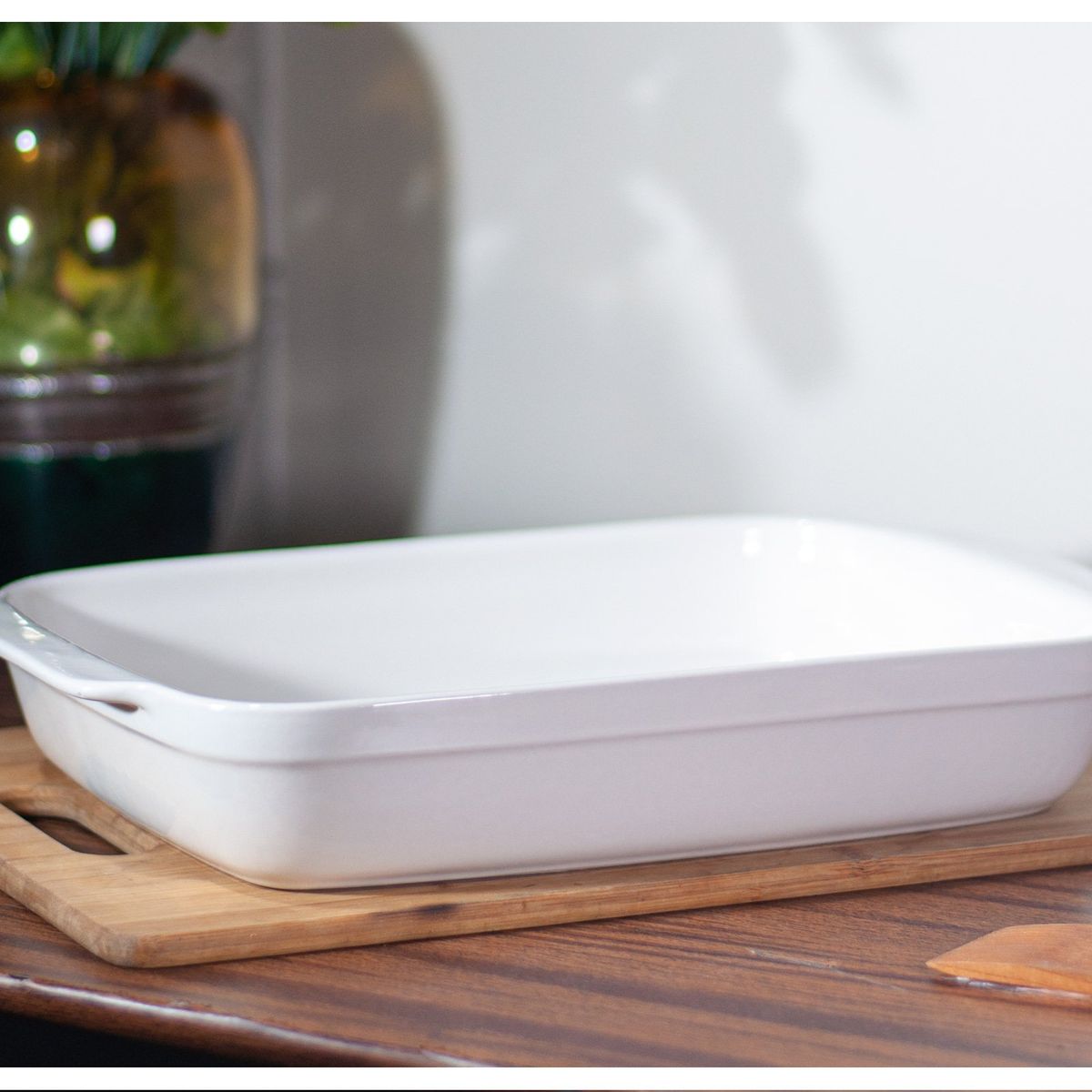 GENERICO - Fuente de Cerámica phorno tipo Gres - RECTANGULAR 36x25 Blanco