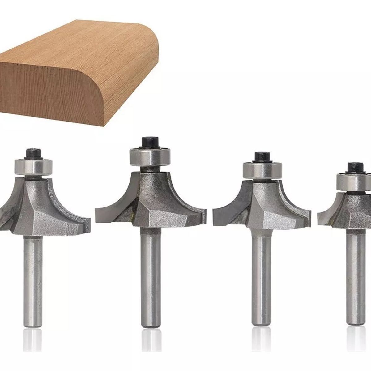 GENERICO - Fresa Madera Cuarto Rodon 4un Dif Medidas Bástago ¼