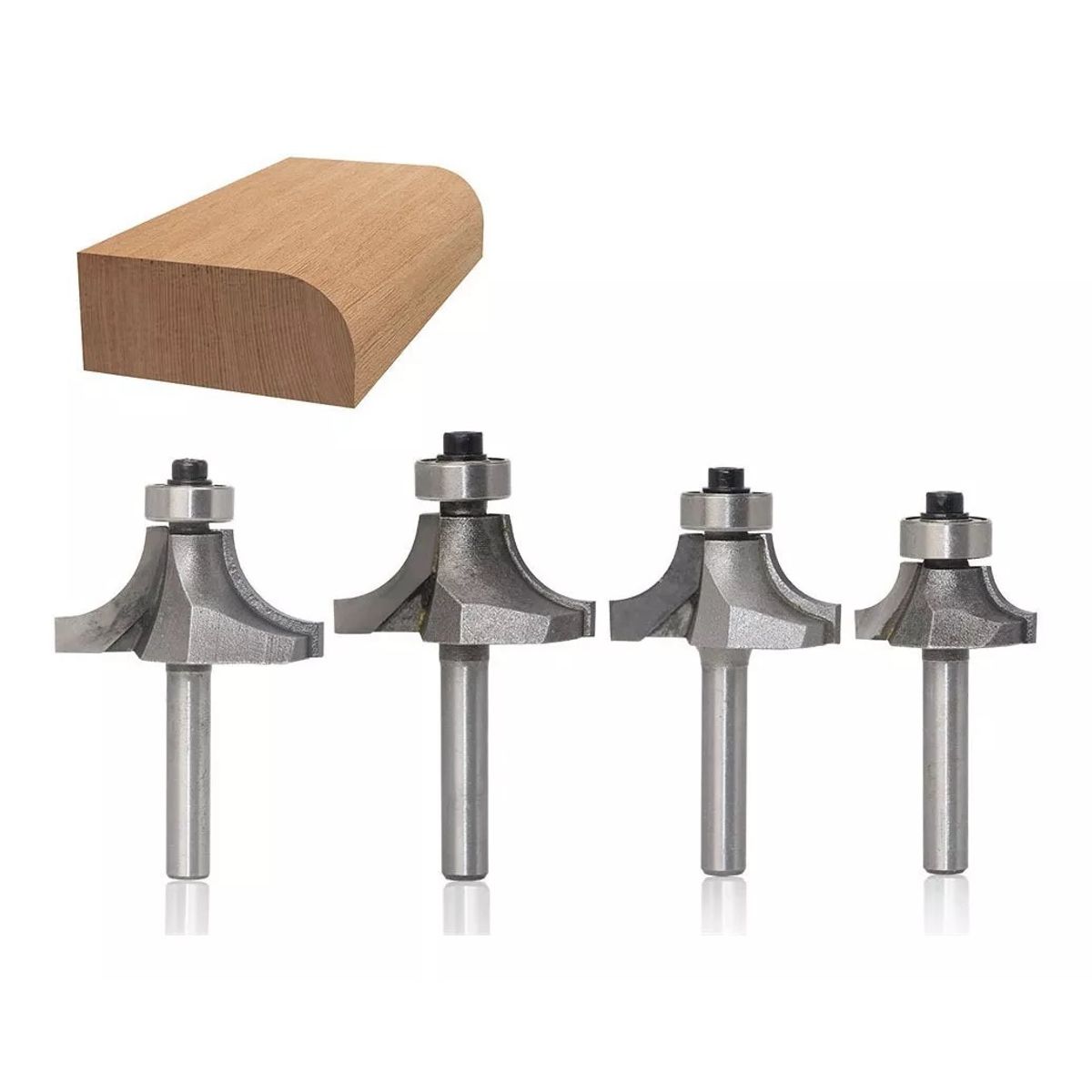 GENERICO - Fresa Madera Cuarto Rodon 4un Dif Medidas Bástago ¼