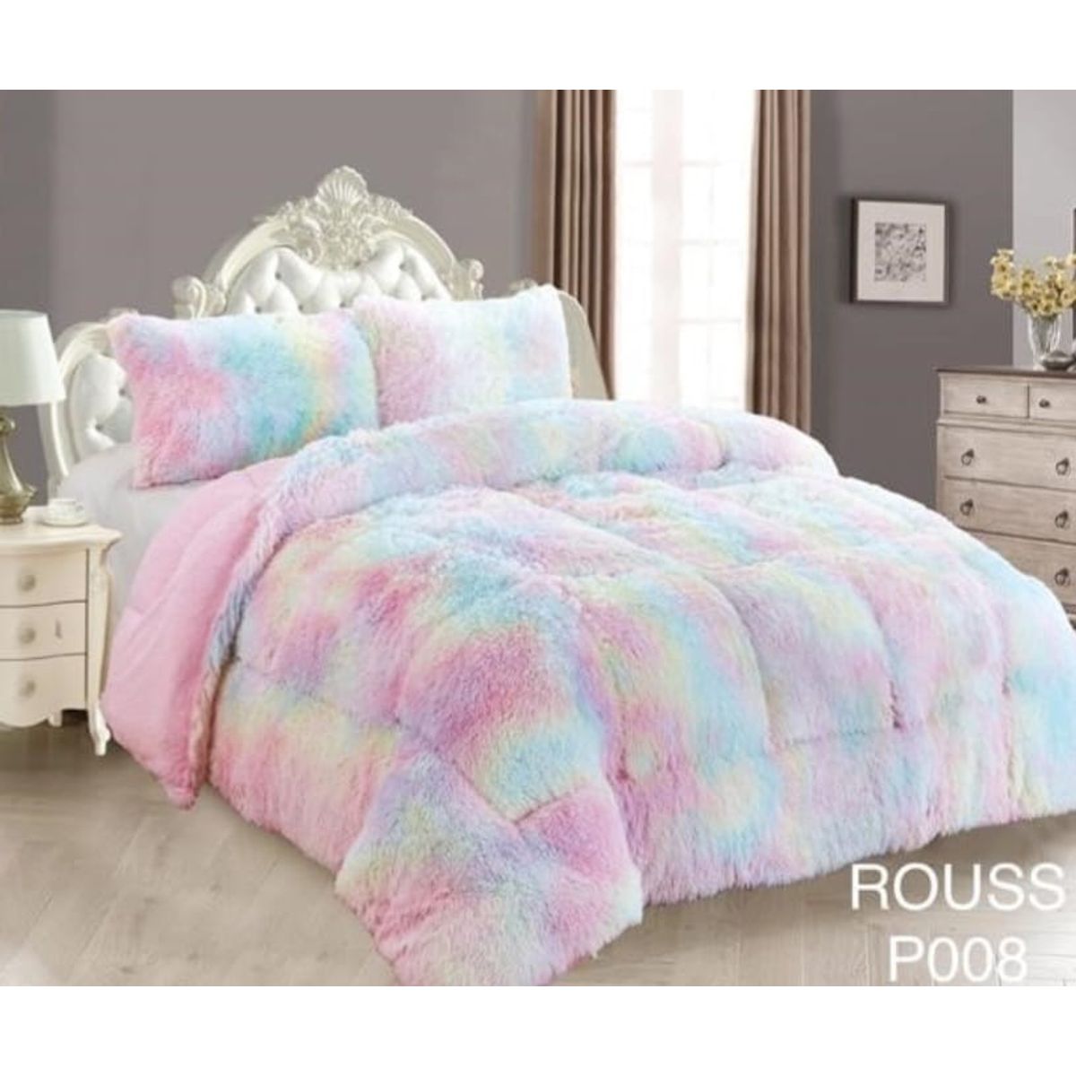 GENERICO - Cubrecamas de Invierno Peludos con Chiporro 2 P Multicolor P008