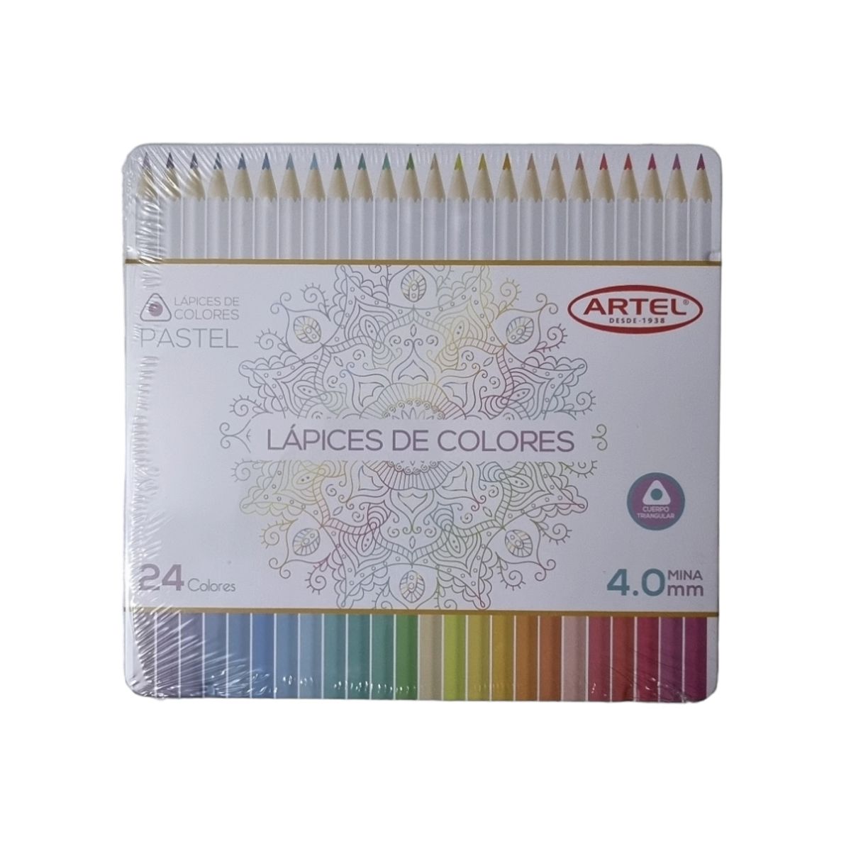 ARTEL - Caja metálica 24 lápices de colores pasteles