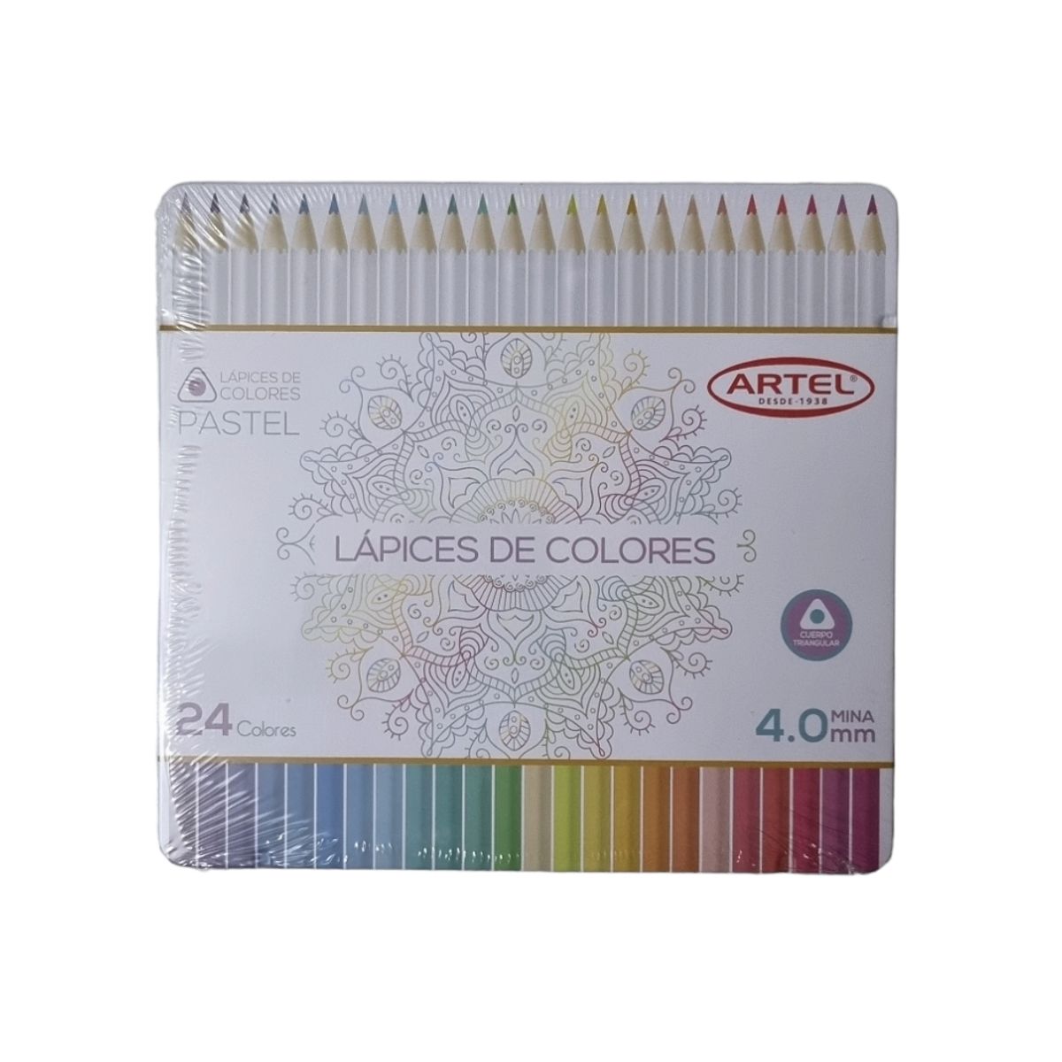 ARTEL - Caja metálica 24 lápices de colores pasteles