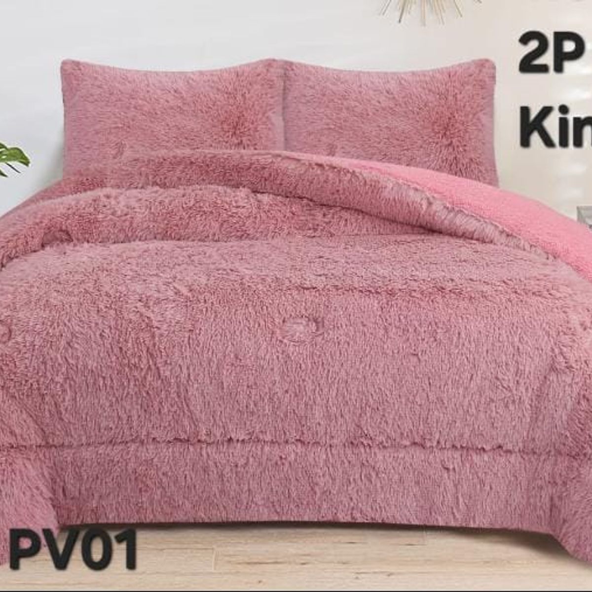 GENERICO - Cubrecamas de Invierno Peludos con Chiporro 2 P Palo Rosa Rouss