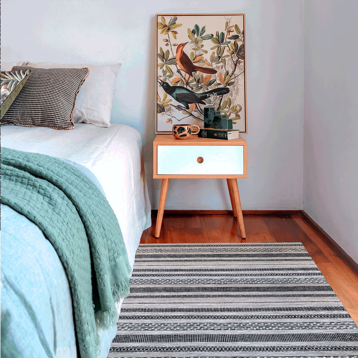 BAZHARS - BAJADA CAMA BAZHARS 080X120 CM AM BOL 101 GREY BLACK