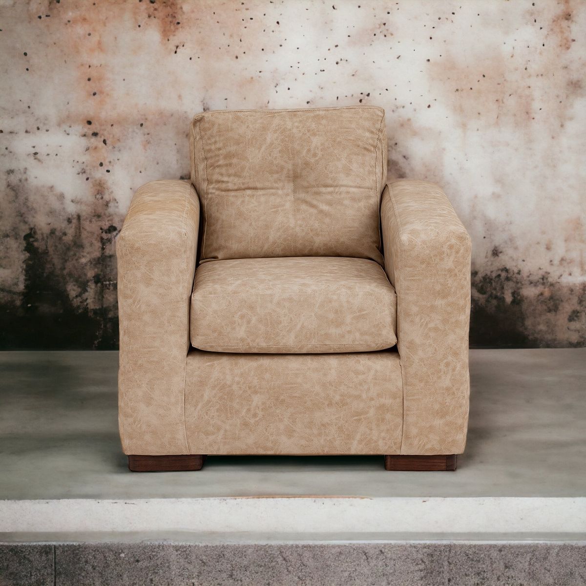 MUEBLES AMERICA - Sofá Franco 1 Cuerpo Cuero Auris Beige.