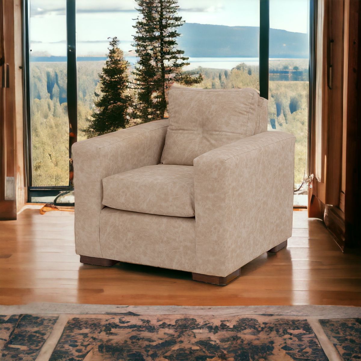 MUEBLES AMERICA - Sofá Franco 1 Cuerpo Cuero Auris Beige.