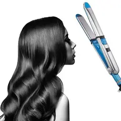 GENERICO - Plancha de cabello Frigga FA1077 Plateada y Azul 750 °F Alta Potencia