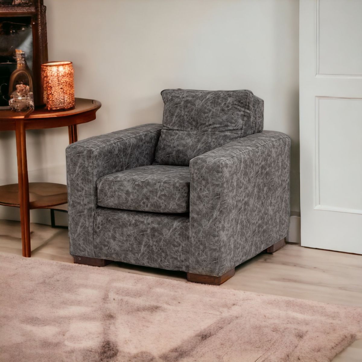 MUEBLES AMERICA - Sofá Franco 1 Cuerpo Cuero Auris  Gris