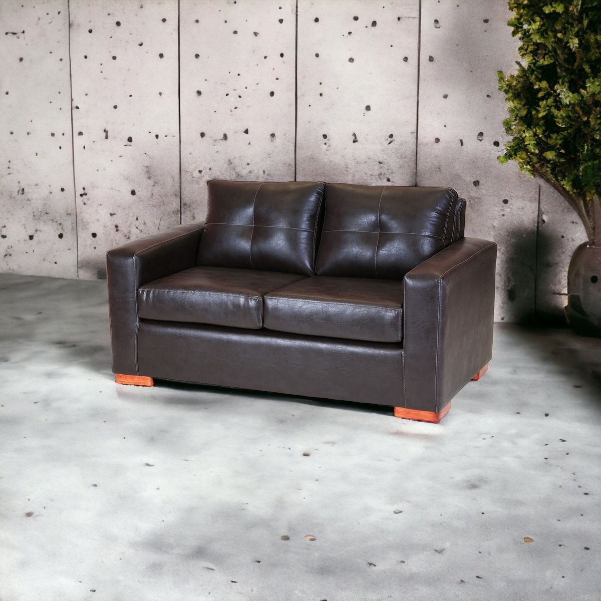 MUEBLES AMERICA - Sofá Franco 2 Cuerpos Cuero Sintético Chocolate