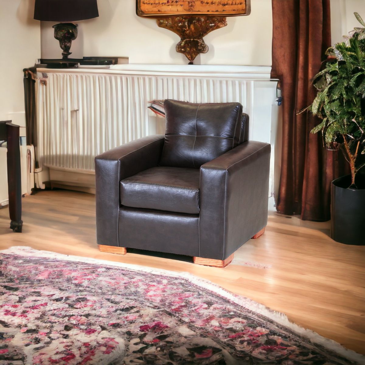 MUEBLES AMERICA - Sofá Franco 1 Cuerpo Cuero Sintético Chocolate