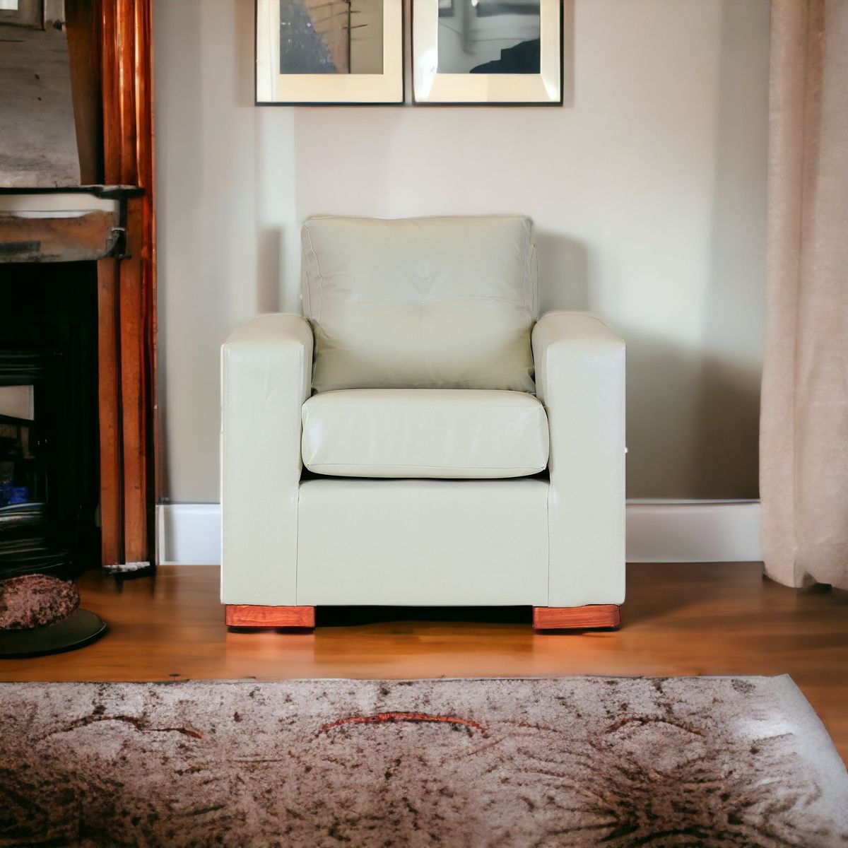 MUEBLES AMERICA - Sofá Franco 1 Cuerpo Cuero Sintético Beige