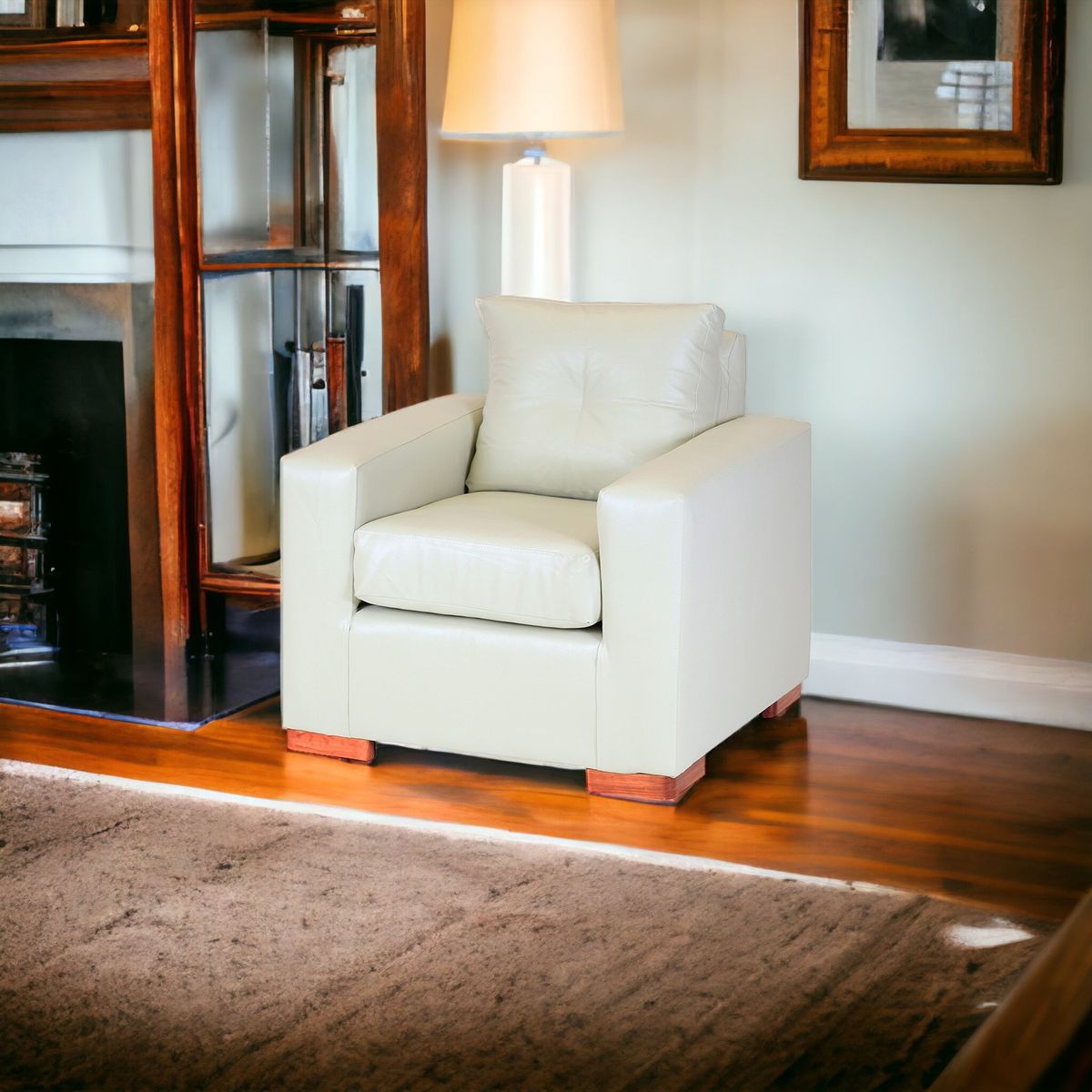 MUEBLES AMERICA - Sofá Franco 1 Cuerpo Cuero Sintético Beige