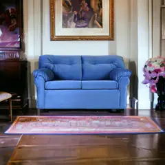 MUEBLES AMERICA - Sofá América 2 Cuerpos Tela Azul Petróleo
