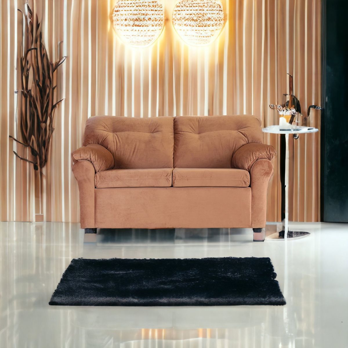 MUEBLES AMERICA - Sofá América 2 Cuerpos Tela Tostado.