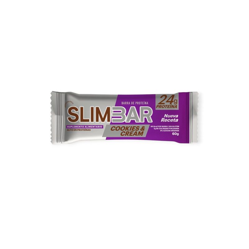 SLIMBAR - Barra de proteína - 23gr de proteína - 60gr  Cookies  cream SLIMBAR
