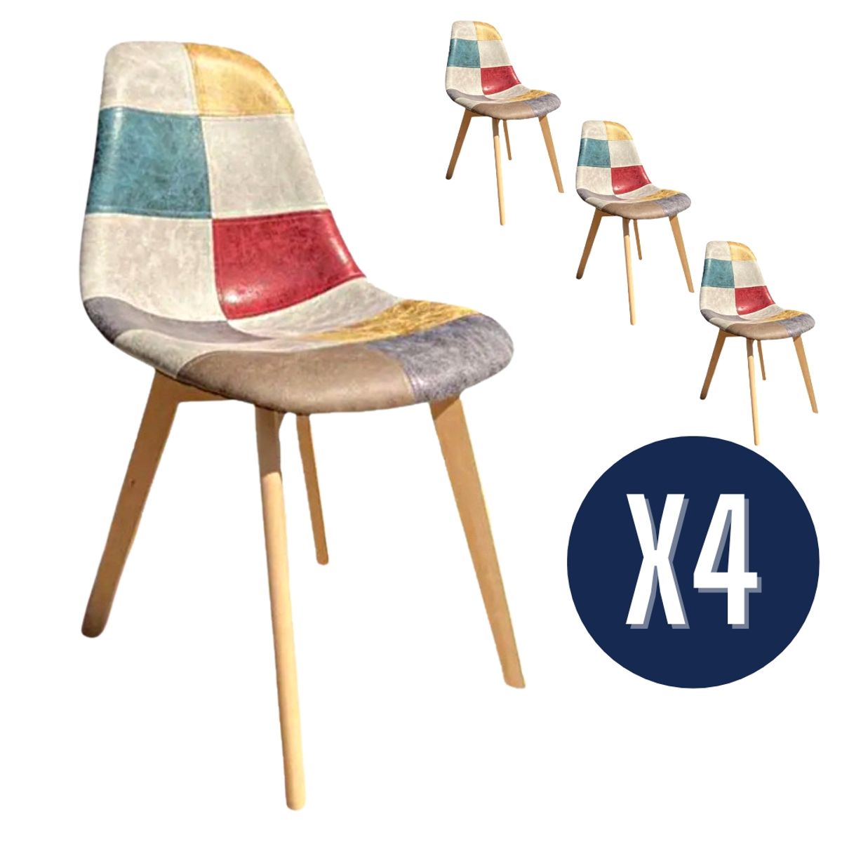 GENERICO - Pack de 4 Sillas Cuero Envejecido Cooper