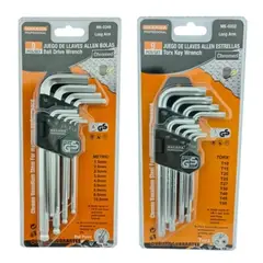 MAKAWA - Pack Juego De Llaves Allen Hexagonal Y Estrella Medianas