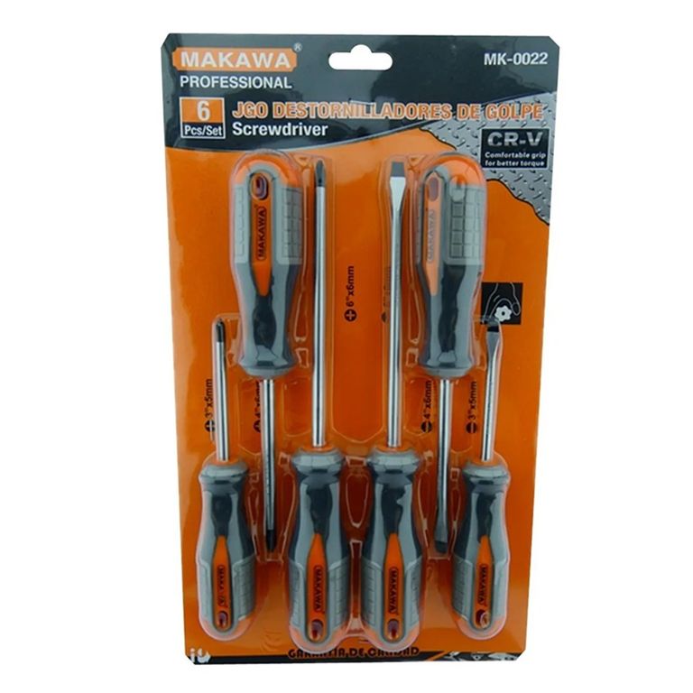 Juego Kit Set De Destornilladores De Golpe 6 Piezas Mk-0022