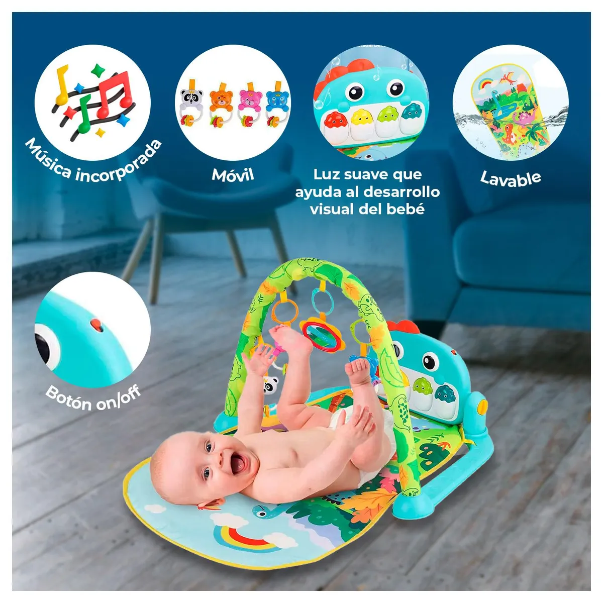 GLOBAL LATIN GROUP - Gimnasio Para Bebe 3 En 1 Alfombra Para Juego