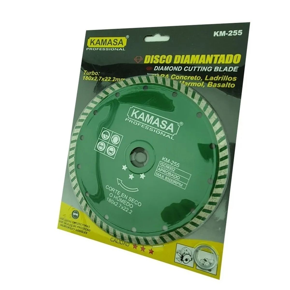KAMASA - Disco Diamantado 7 180mm Corte Sierra Turbo Concreto Kamasa