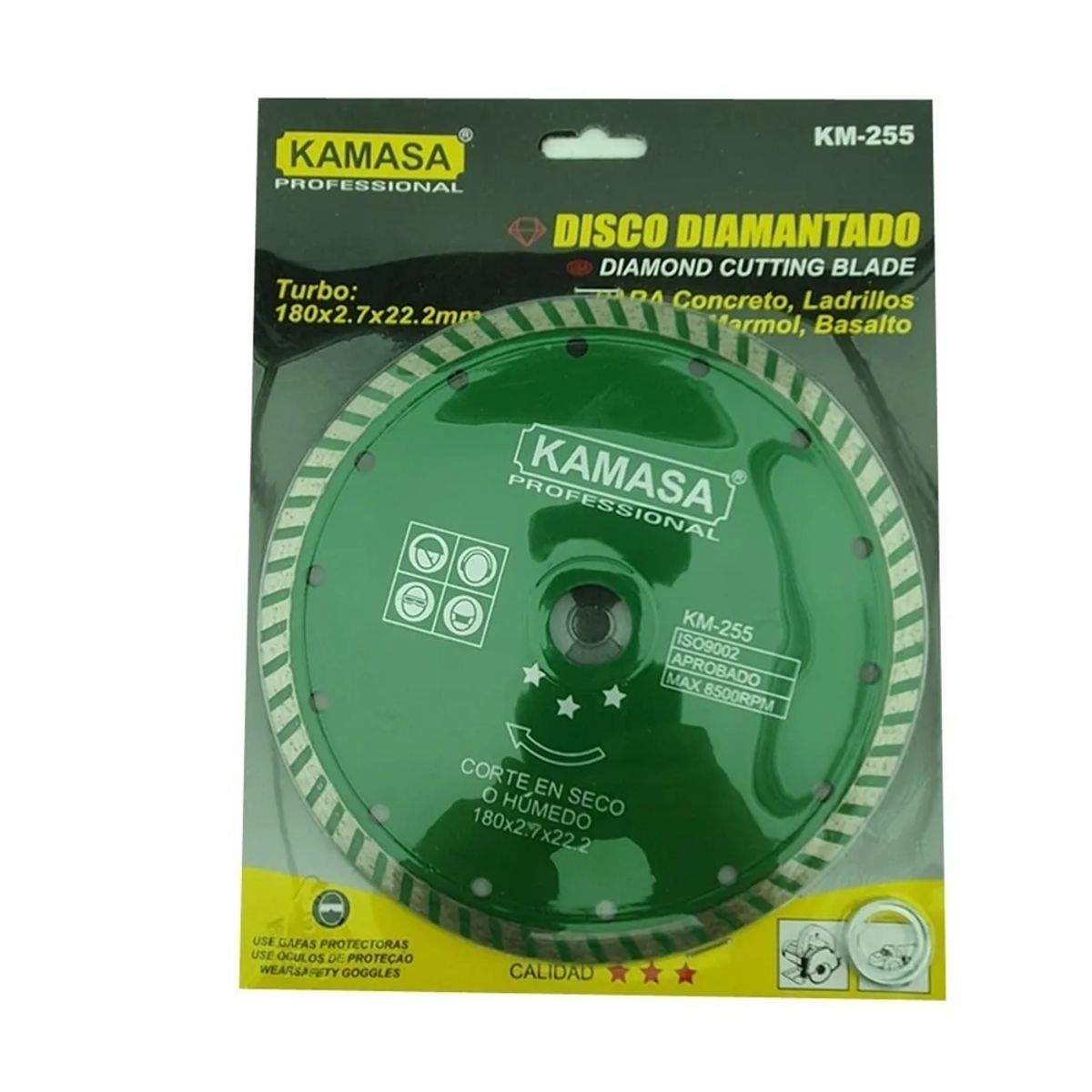 KAMASA - Disco Diamantado 7 180mm Corte Sierra Turbo Concreto Kamasa