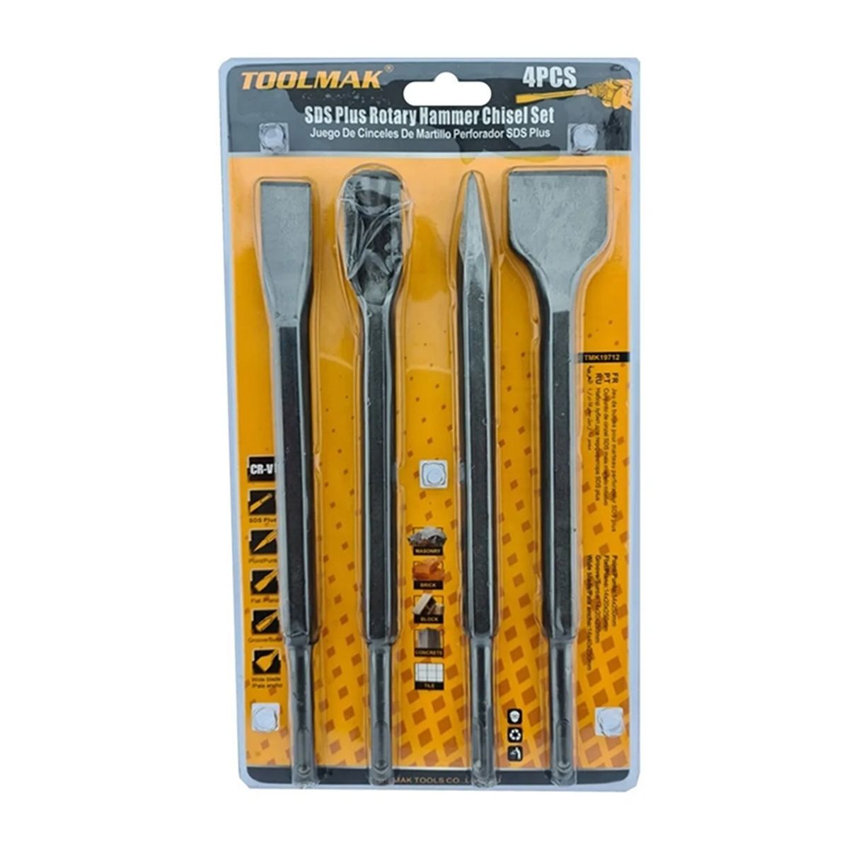 GENERICO - Set Juego De Broca Para Rotomartillo Sds Plus 4 Pcs Cr-v Tmk