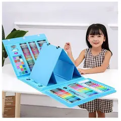 GENERICO - Maleta 208 Piezas De Arte Para Niños Kit Set De Dibujo azul