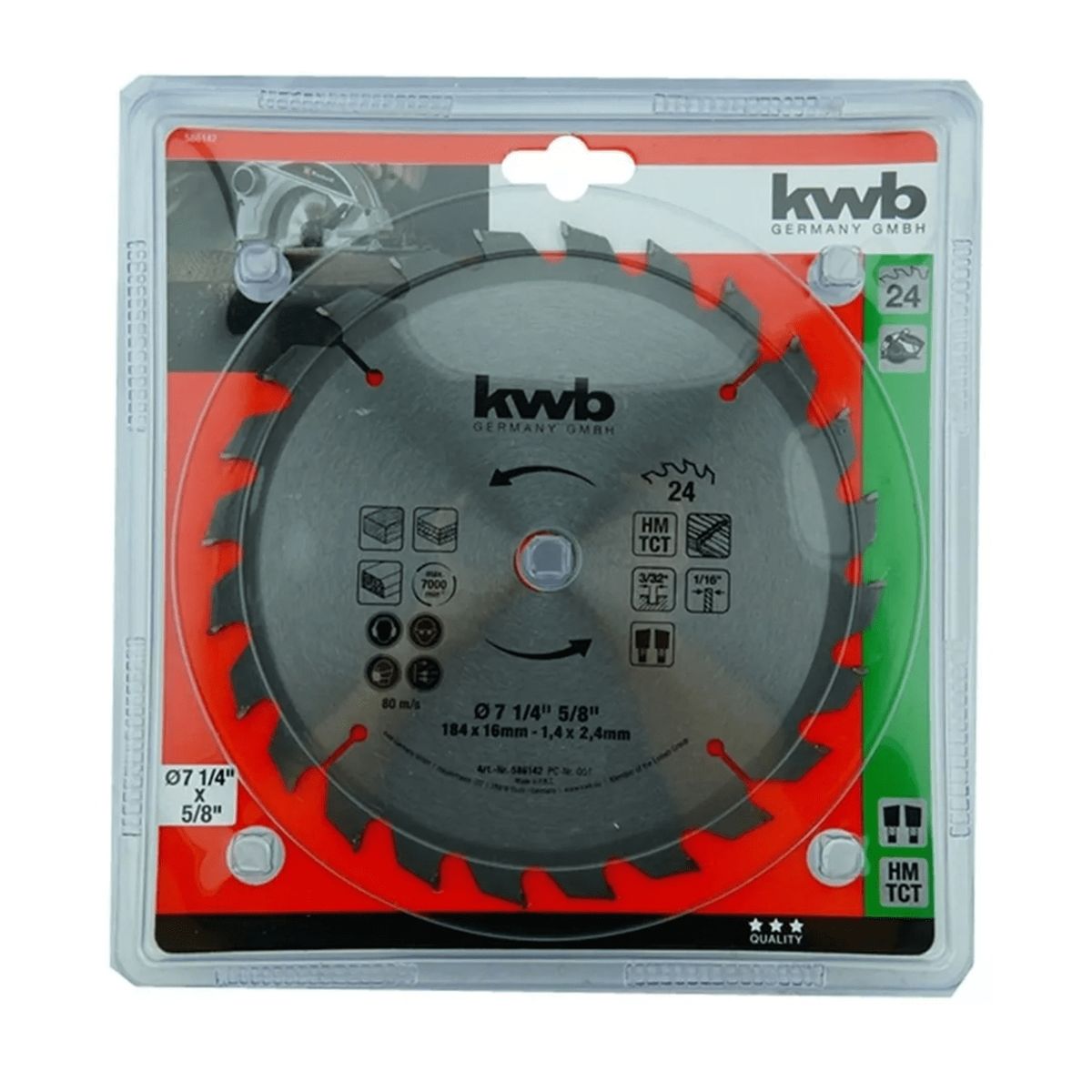 KWB - Disco Sierra Circular 7 1/4 Pulgadas 24 Dientes Kwb 586142