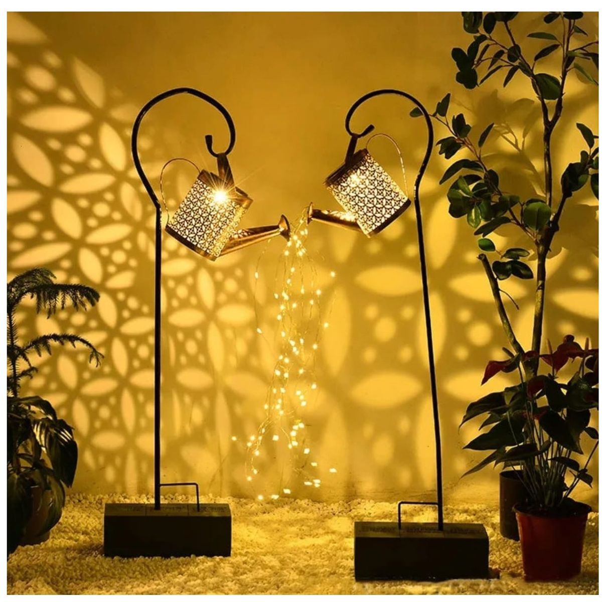 GENERICO - Pack x2 Regadera Cobre Hueca Luz Solar Jardín Led Luz Cálida