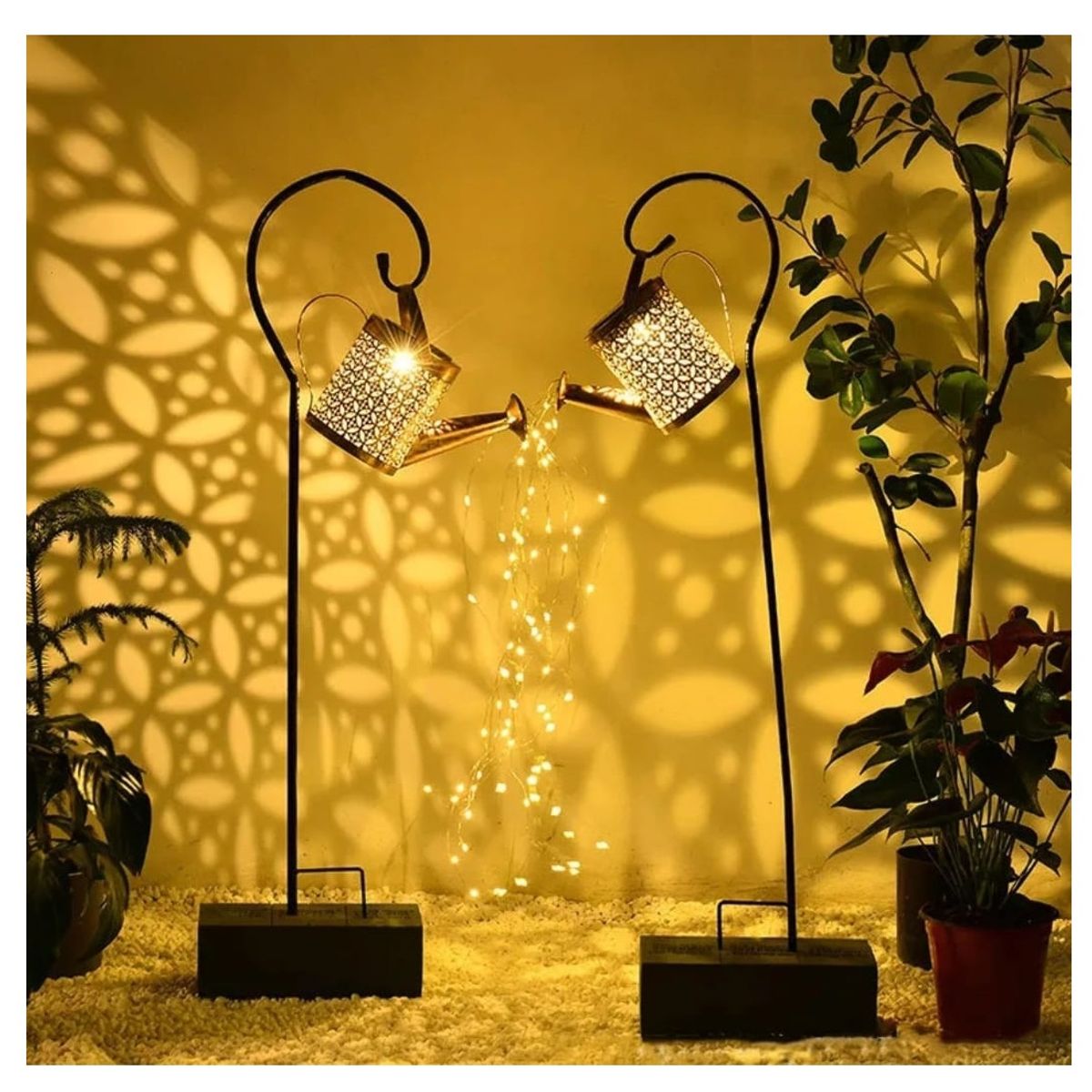 GENERICO - Pack x2 Regadera Cobre Hueca Luz Solar Jardín Led Luz Cálida