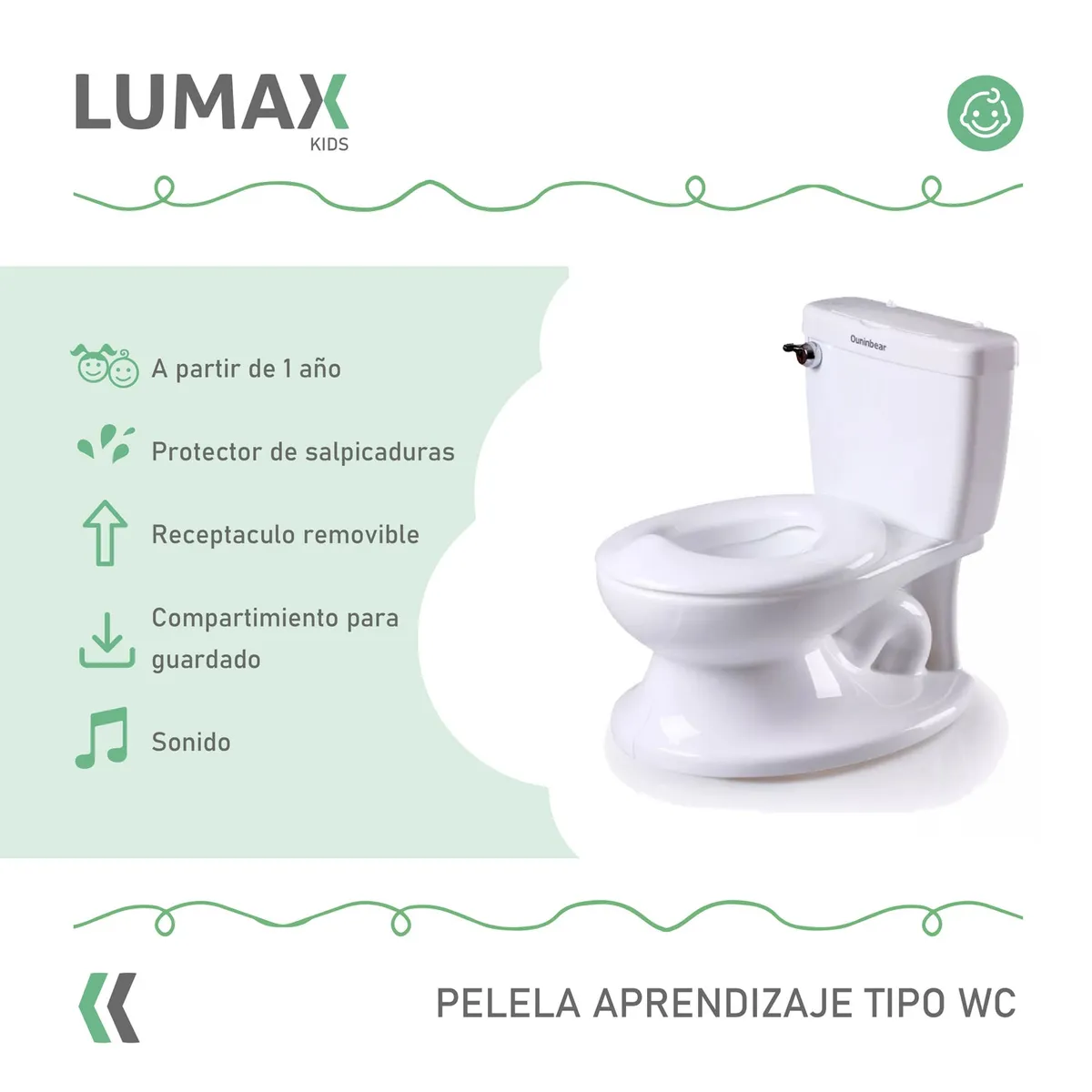 GENERICO - Pelela Aprendizaje Tipo Wc Sonido Cisterna Blanco.